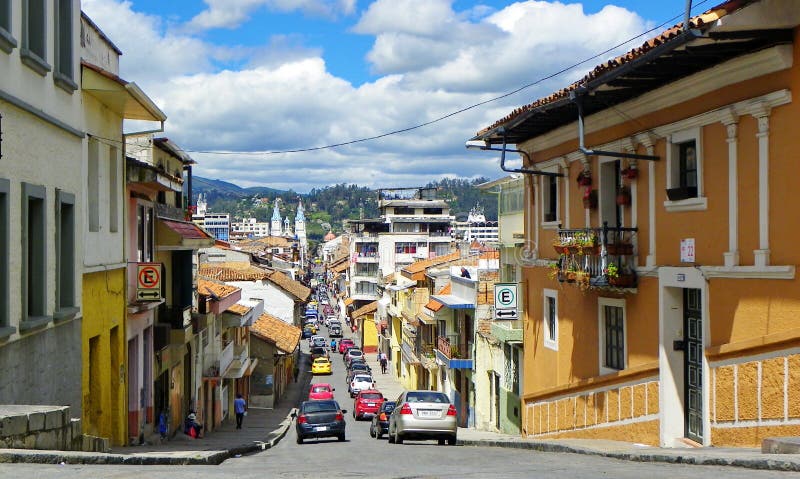 Cobblestone streets in Quito